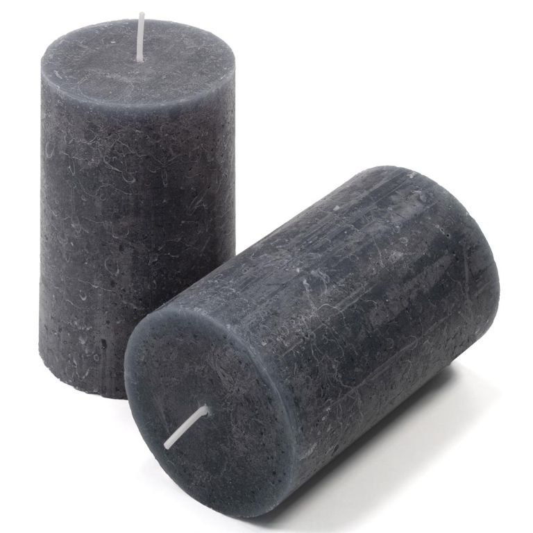 Zestaw świec rustykalnych, 11,5 cm, Ø 6,8 cm, antracyt, 6szt